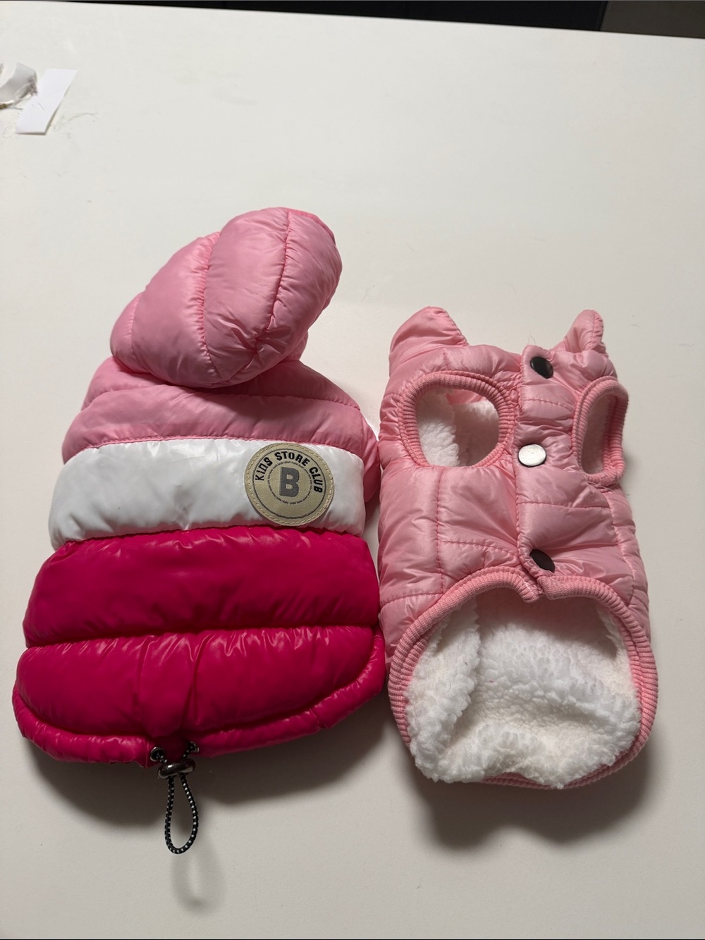 Puffer xsmall/small dog jacket - Pink white & Hot Pink